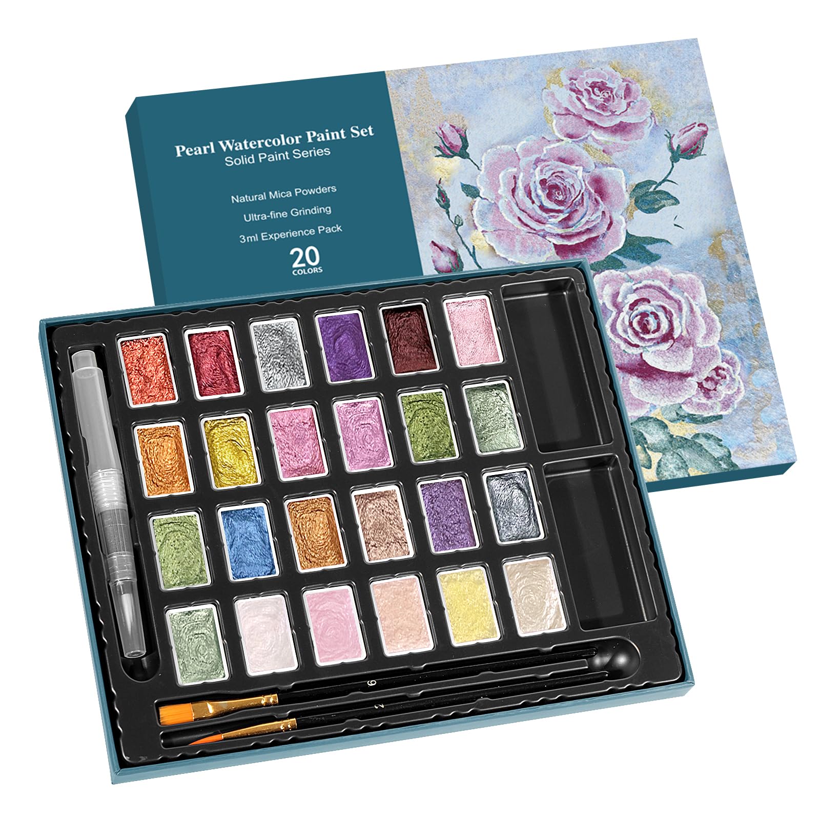Shifting Watercolor Paint Set - 20 Colors, Metallic & Glitter -9