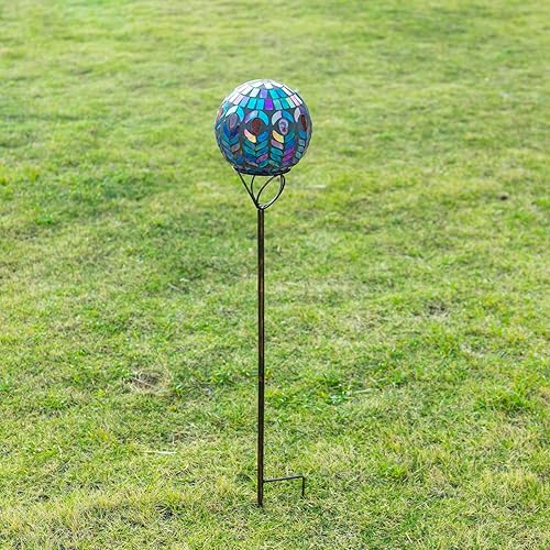 Miniatura 7 de VCUTEKA Luces solares para decoración de jardín al aire libre, mosaico, luces solares de jardín, bola de vidrio impermeable, luz LED de estaca para