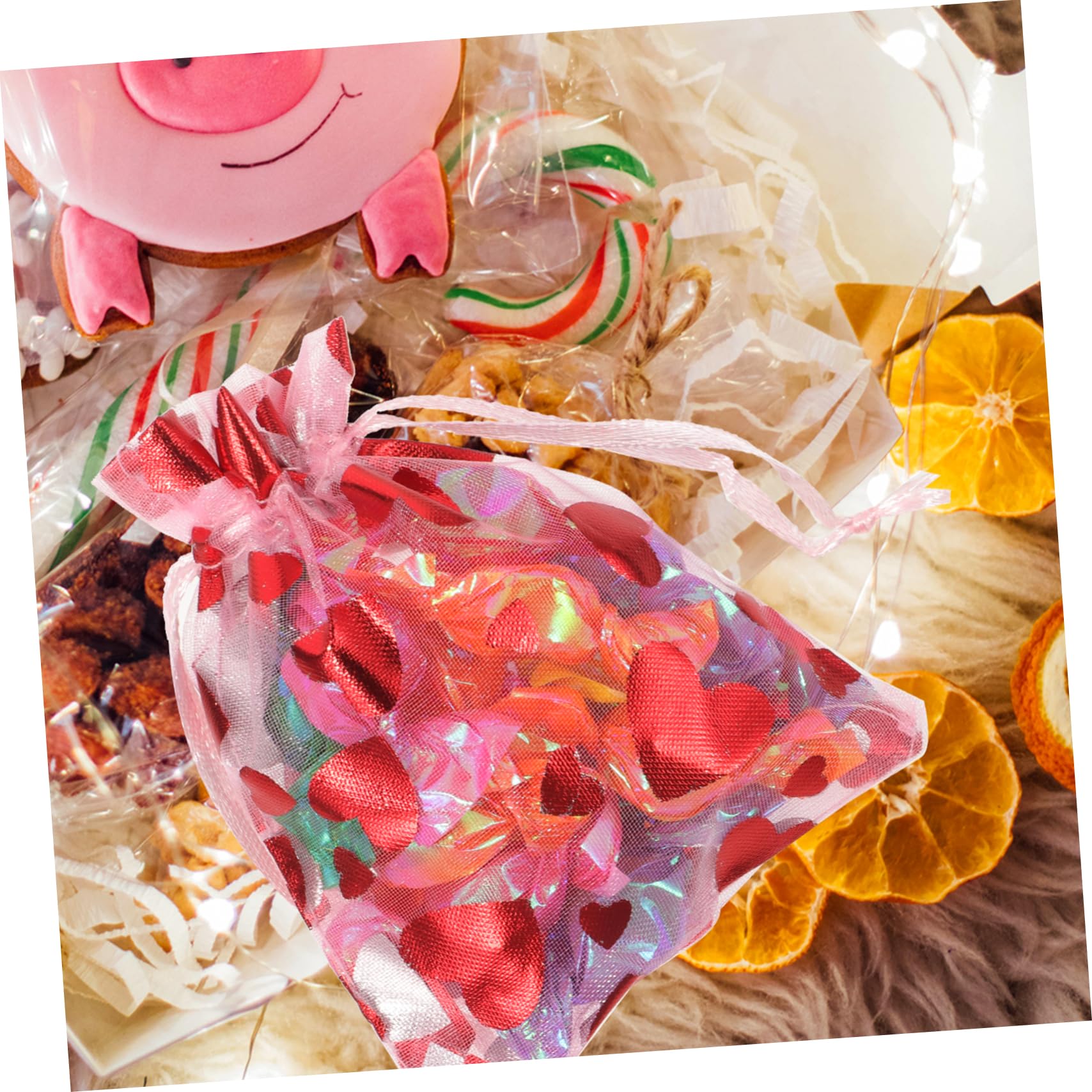 Beavorty 3 Set Di Sacchetti in Organza A Forma Di Cuore Per Sacchetti Per Piccole Imprese 100 Pezzi * 3