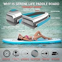 Vista 5 de SereneLife Tabla de remo inflable de pie, diseño amplio y estable, cubierta antideslizante para adultos y jóvenes con accesorios de tabla de remo