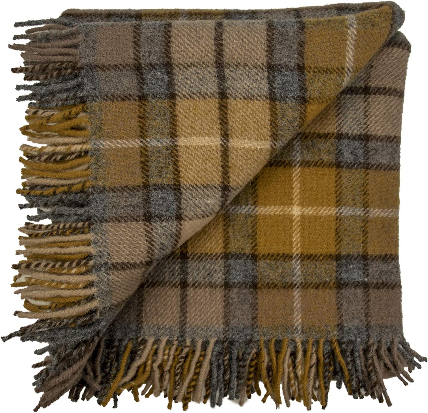 Prince of Scots Highland Tweeds 100% Pure New Wool Fluffy Throw (Natural Buchanan)