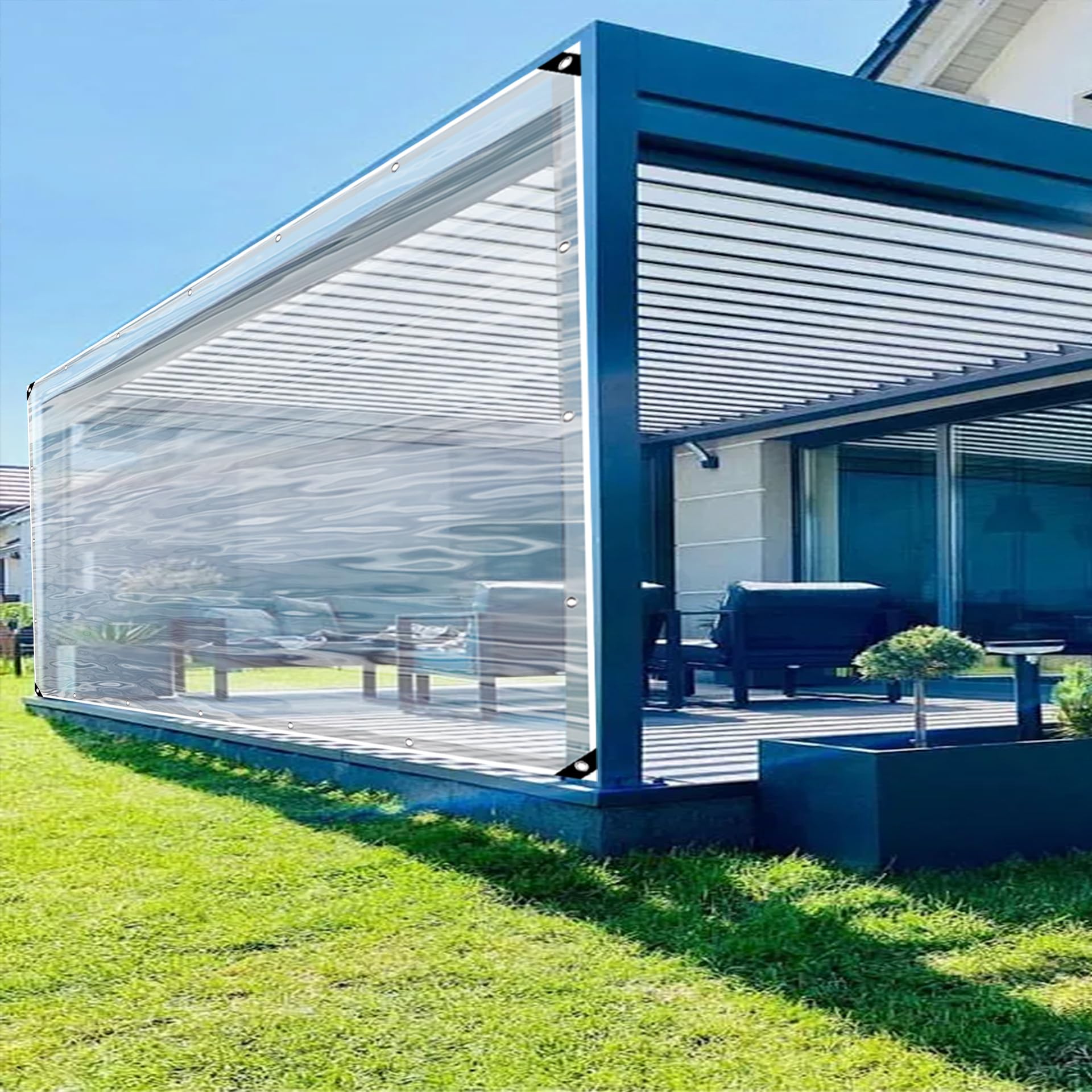 Lona de camping transparente con cuerda y ojales impermeables para zonas de exterior