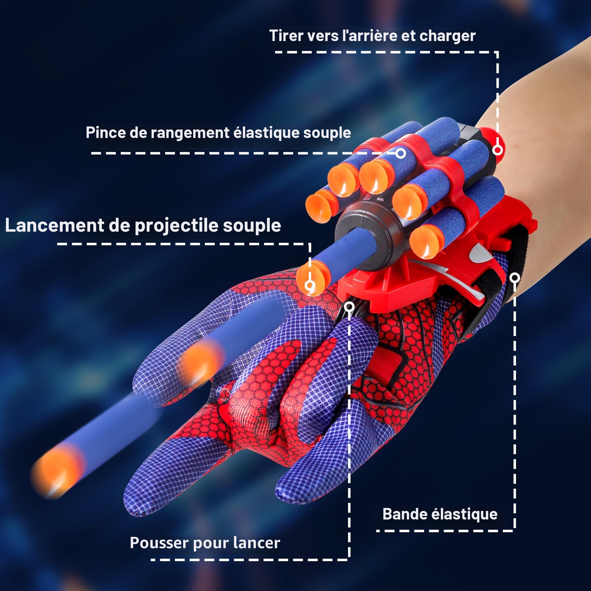 AIUAZA Jeux de Tir, Lanceurs de Jeu de Rôle pour Enfants avec Gants, Jouets de Tir au Poignet, Jeux de Déguisement pour Enfants de 6 Ans et Plus