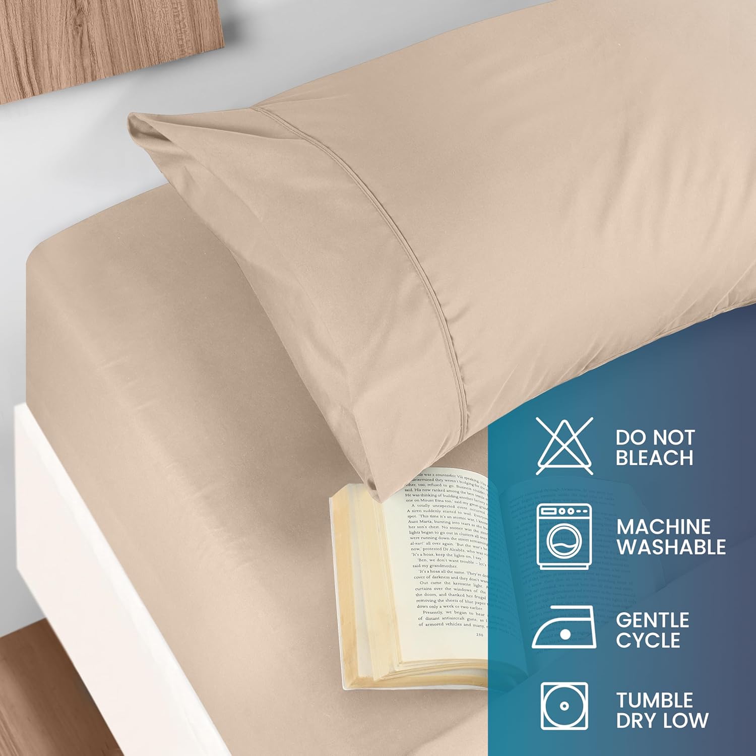 Utopia Bedding King Size 4 Piece Sheet Set - Brushed Microfiber - Soft Bed Sheets for King Size Bed - Includes 1 Fitted, 1 Flat, & 2 Pillow Cases - Deep Pocket (Beige)