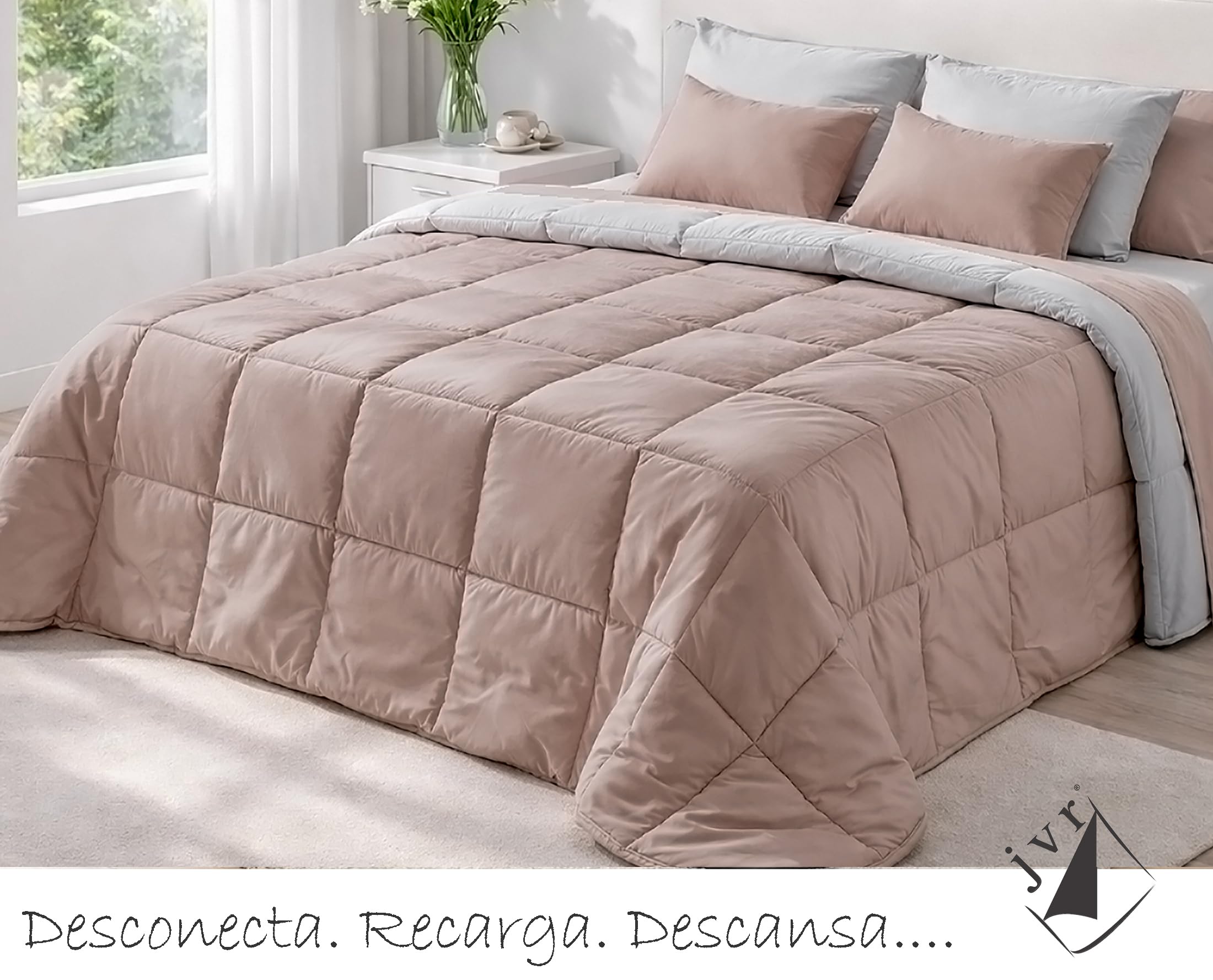 JVR | Edredón Nórdico Tamaño 250 Ligero y Cálido para Invierno – Edredón Aislante Color Rosa para un Descanso Cómodo y Reparador