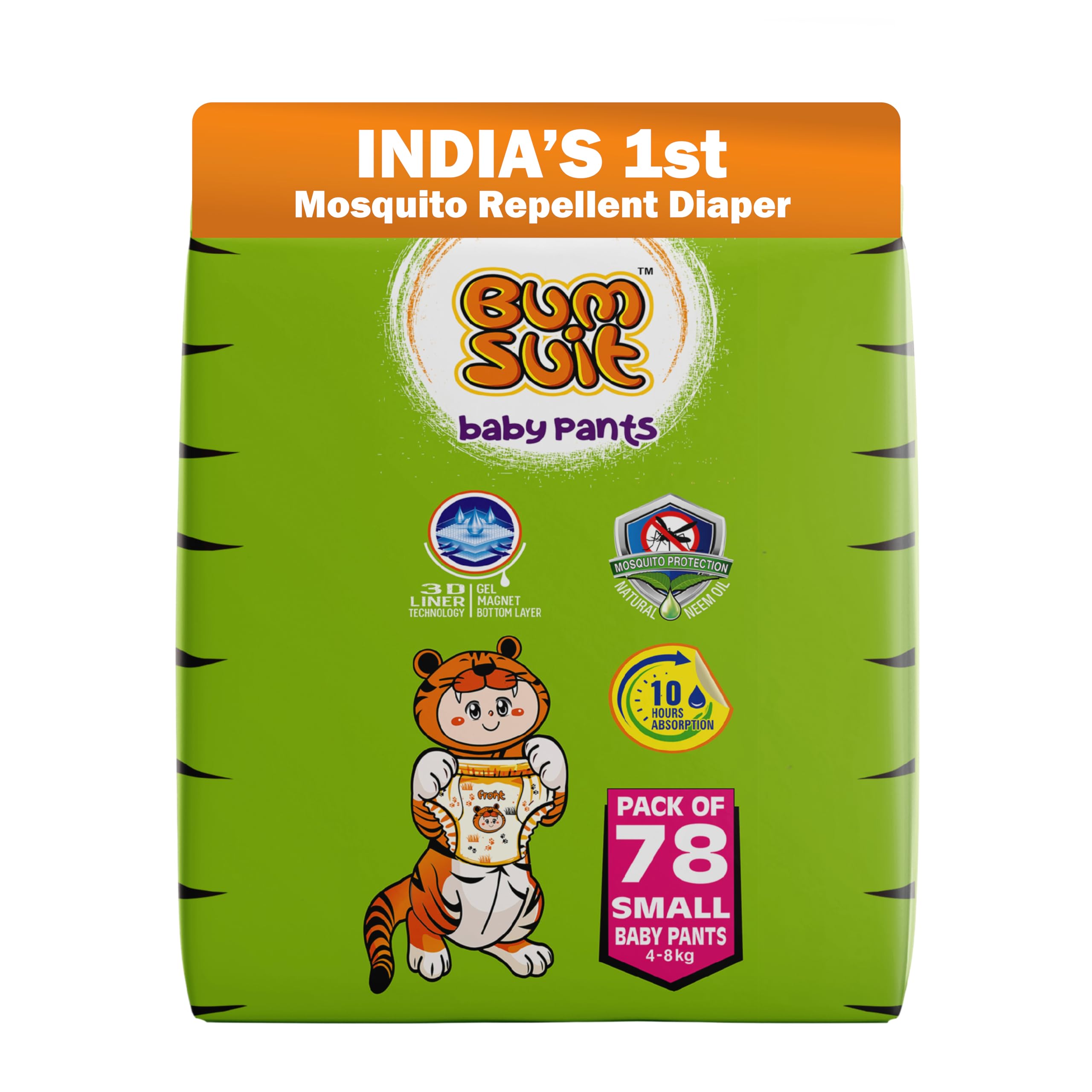 Baby Pants Diapers, India's 1st Mosquito Repellent Diaper, Small Size 4-8 kg, Pack of 78-image-36