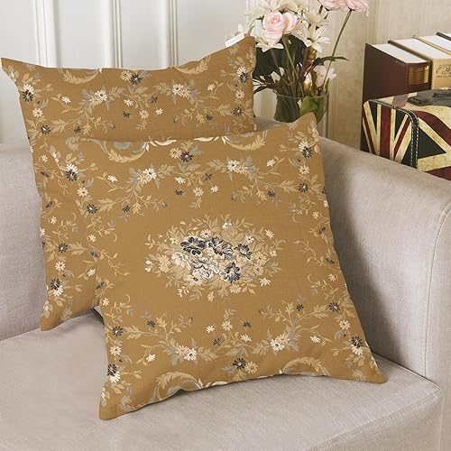 Miniatura 7 de eshabear Juego de 2 fundas de almohada de 18 x 18 pulgadas, fundas de almohada tradicionales europeas con patrón floral étnico persa para sofá,
