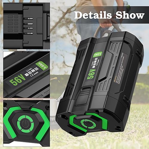 Miniatura 3 de S SKSTYLE Reemplazo de batería de 3.0Ah para EGO 56V BA1400T compatible con todas las herramientas Power 56V EGO Power+, batería con indicador de