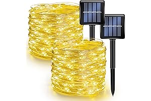 2 Pack Solar String Lights Outdoor, Total 80FT 240LED Solar Powered Fairy Lights