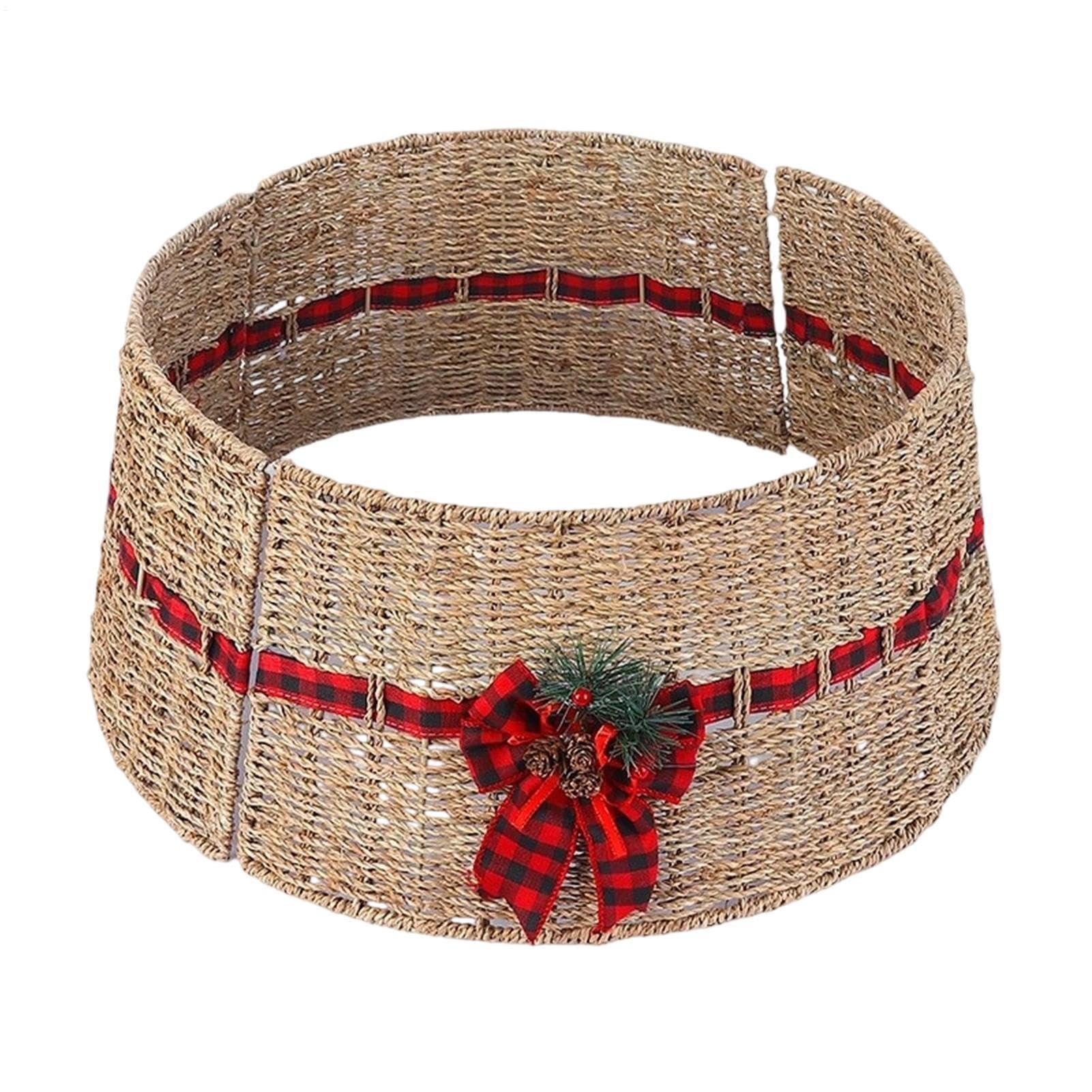 Cache-Pied de Sapin Rustique 60x26cm Jupe Rustique en rotin tressé Faite
