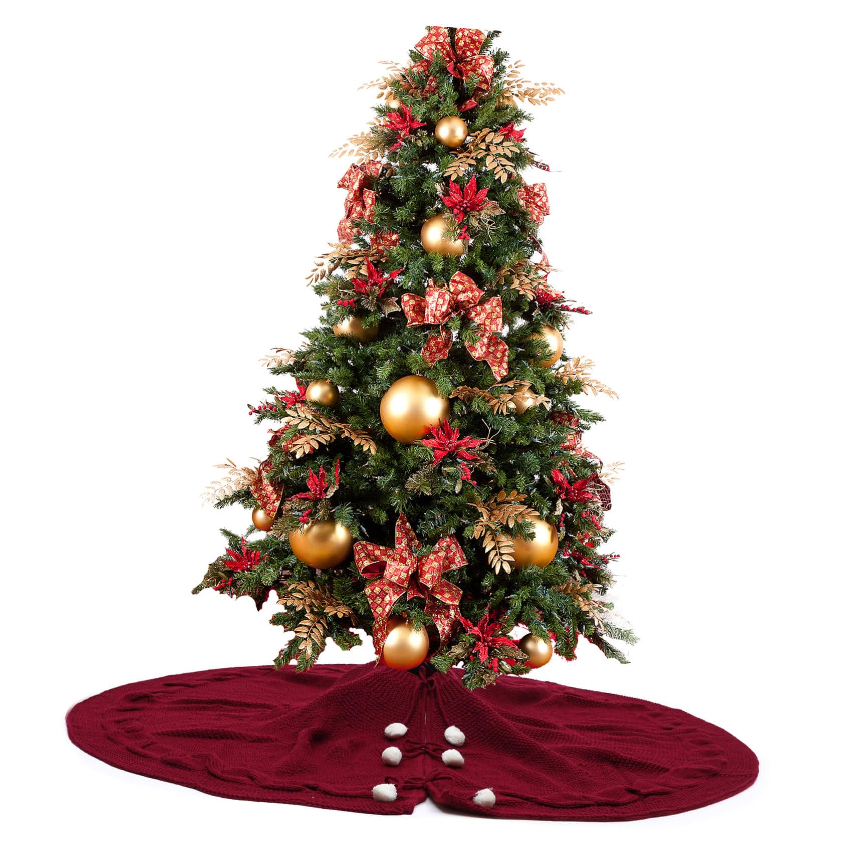 1pezzi Gonna Per Albero Di Natale in Non Grembiule Decorativo Imitazione Lana Lavorata Copri Albero Natale Per Atmosfera Festiva Casa e Negozi