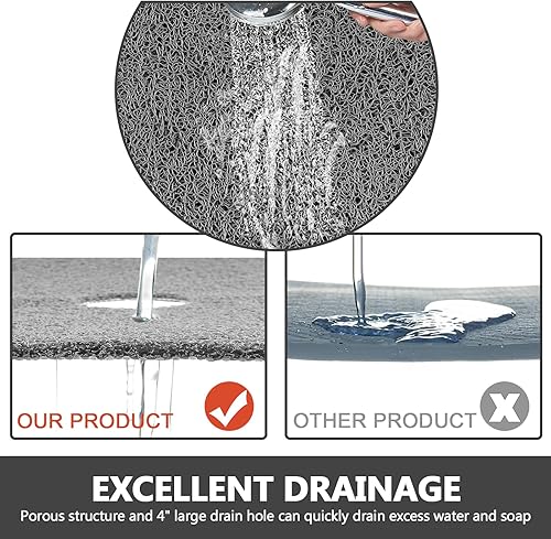 Miniatura 5 de Tapete de ducha cuadrado antideslizante 27 x 27 pulgadas, extra grande, tapete de ducha para ducha interior, tapete de ducha antideslizante mate con