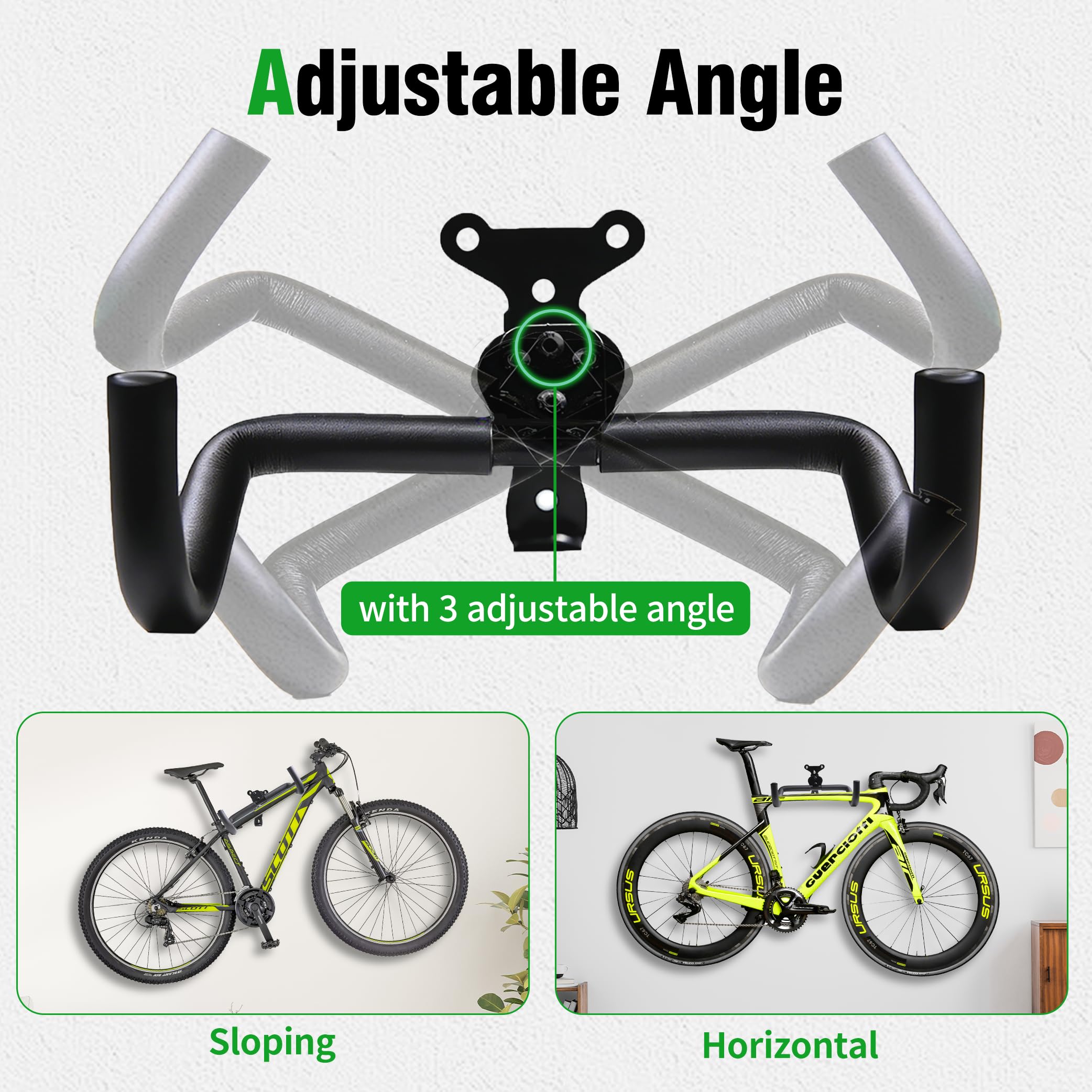 Fahrrad Wandhalterung, Fahrradhalterung Wand bis 25kg Tragfähigkeit, Winkel und Wandabstand Einstellbar, Fahrradaufhängung mit Extra Softe Polsterung für MTB, Rennrad, E Bike