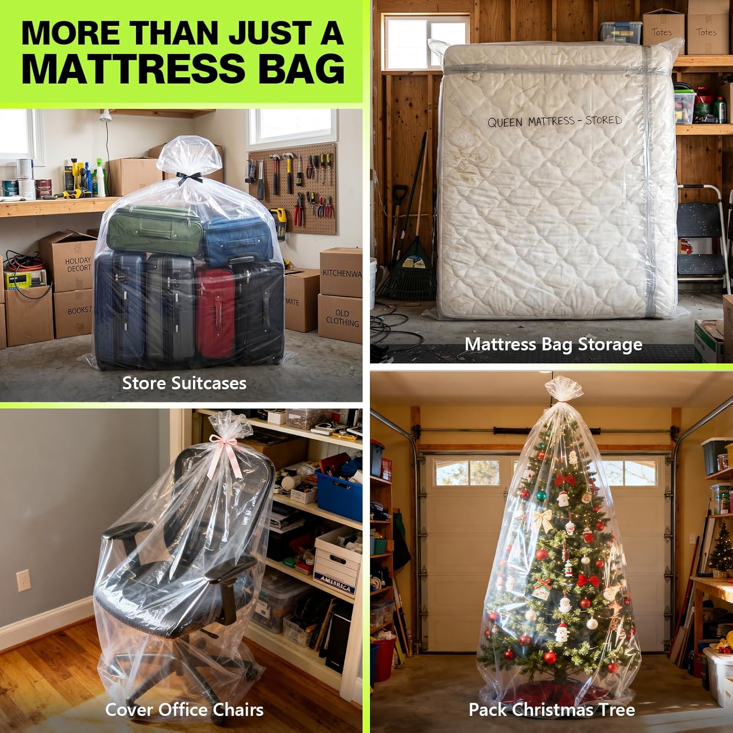 2 Pack Twin & Full Plastic Mattress Bags for Moving & Storage (2MIL) | Waterproof & Dust-proof & Tear-Resistant Mattress Cover Bags for Storage / Disposal / Moving Supplies, 98" x 56" x 14''