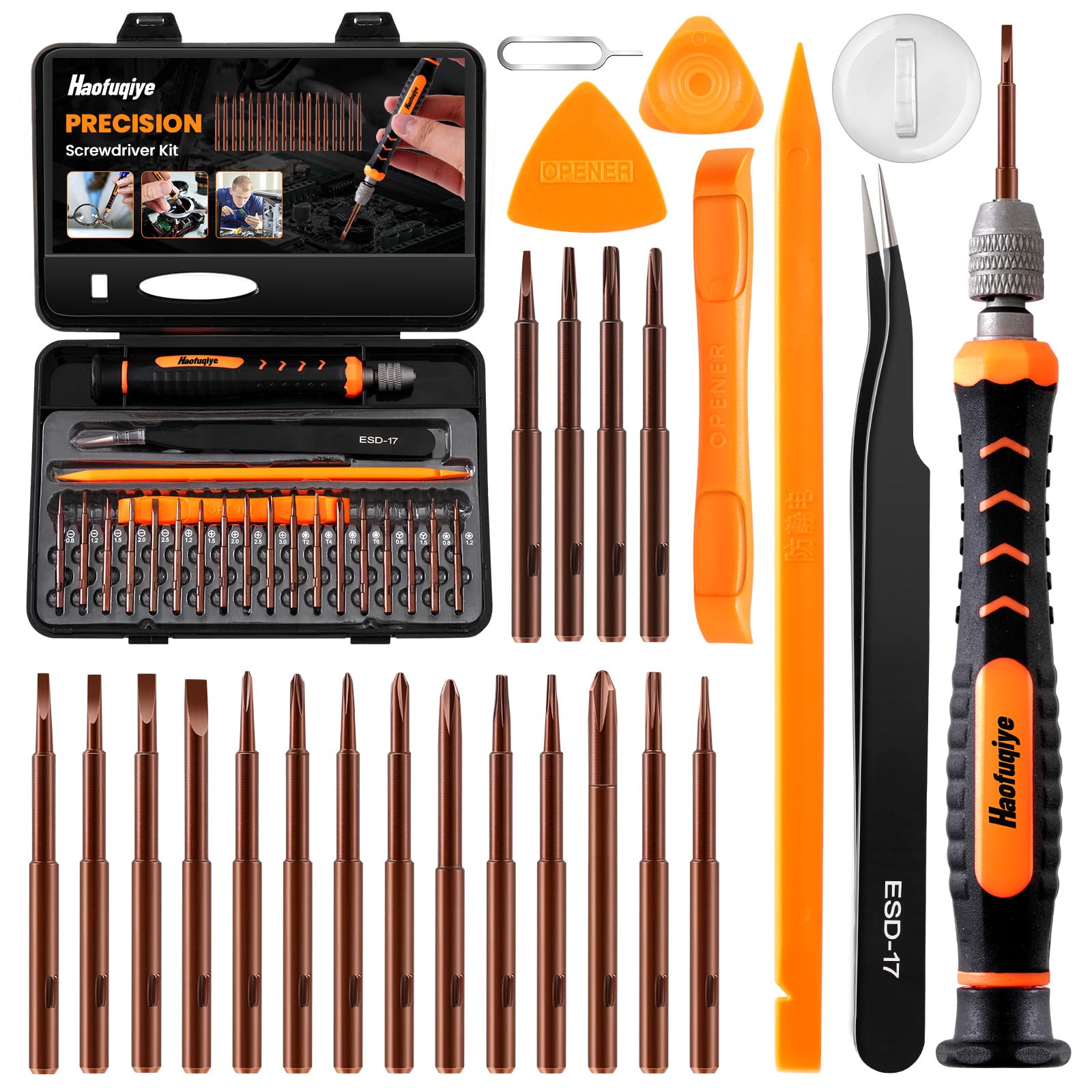 Haofuqiye 26 in 1 Precision Screwdriver Set, Professional Repair Tool Kit for Laptop, Switch, PS4, Xbox, Macbook, iPhone, Watch, Glasses, Drone,Toys,Ring Doorbell,Household Appliance etc