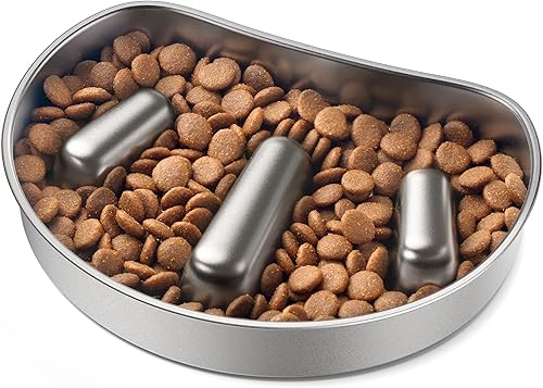 PETLIBRO Tazón de alimentación lenta para perros y gatos pequeños, 1.125 tazas, cuenco de acero inoxidable antigolpes para perros y gatos, ayuda a
