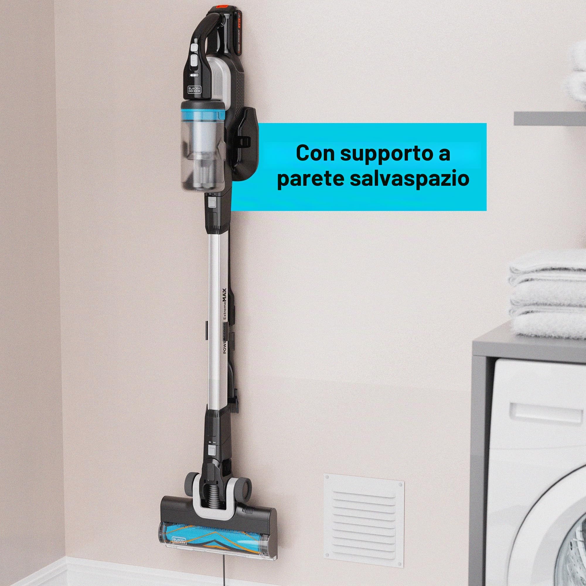 BLACK+DECKER, POWER SERIES Extreme 18V MAX, Aspirapolvere con batteria. BHFEB520D1-QW