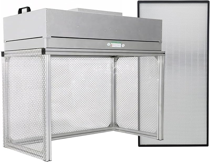 INTSUPERMAI Campana de flujo laminar vertical, estación de trabajo de banco limpio de flujo de aire de 706 cfm, con filtro HEPA, motor de cobre de 110 V, interruptor de 3 velocidades, soporte de aluminio, para uso en laboratorio de reparación de LCD de teléfono de estación de trabajo sin polvo