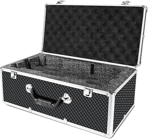 Phenyx Pro Funda de transporte con marco de aleación de aluminio con espuma de tres capas precortada y arrancada, ideal para sistemas de micrófono