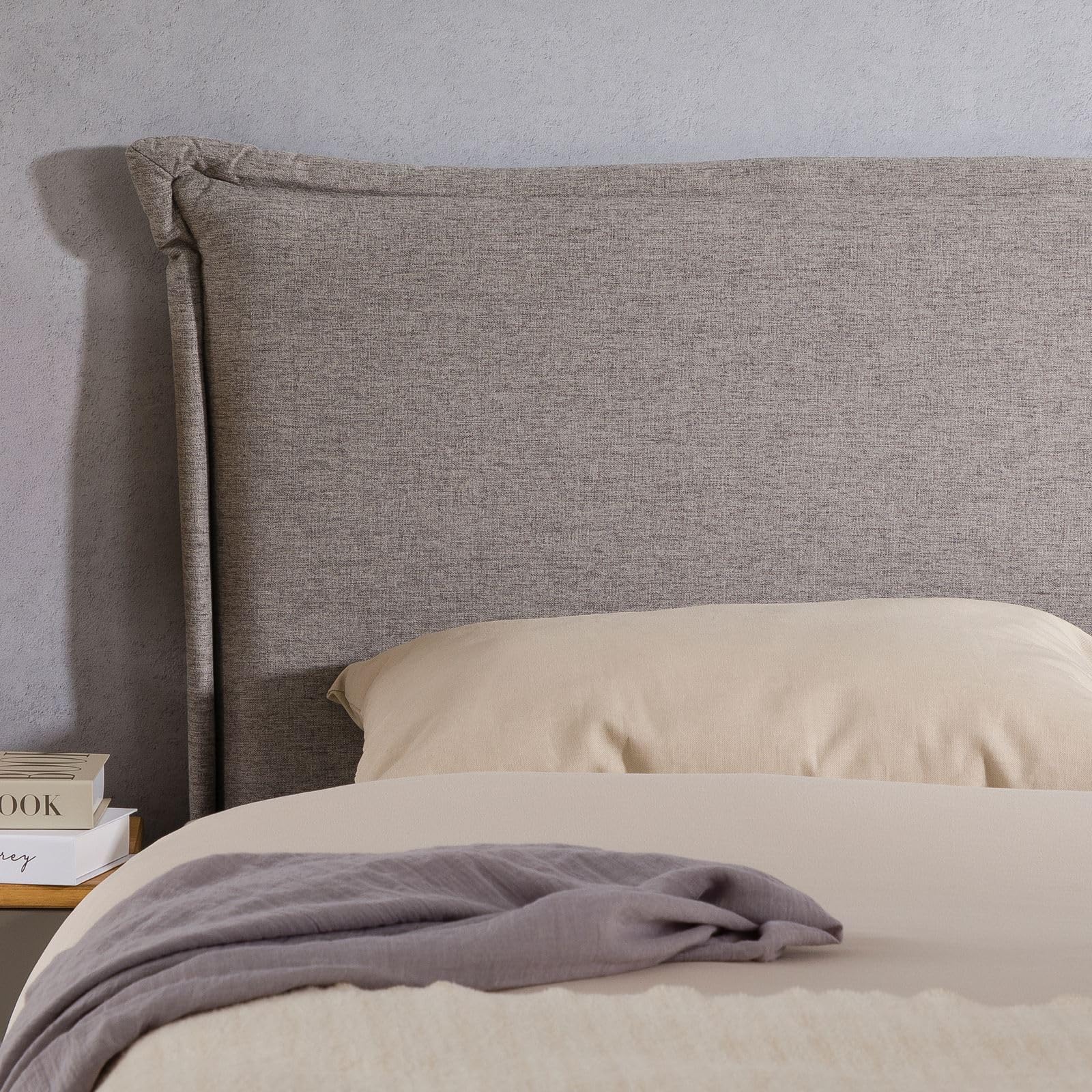 IDIMEX Testiera EBEYA con gambe in legno, 120 cm, beige - Pannello