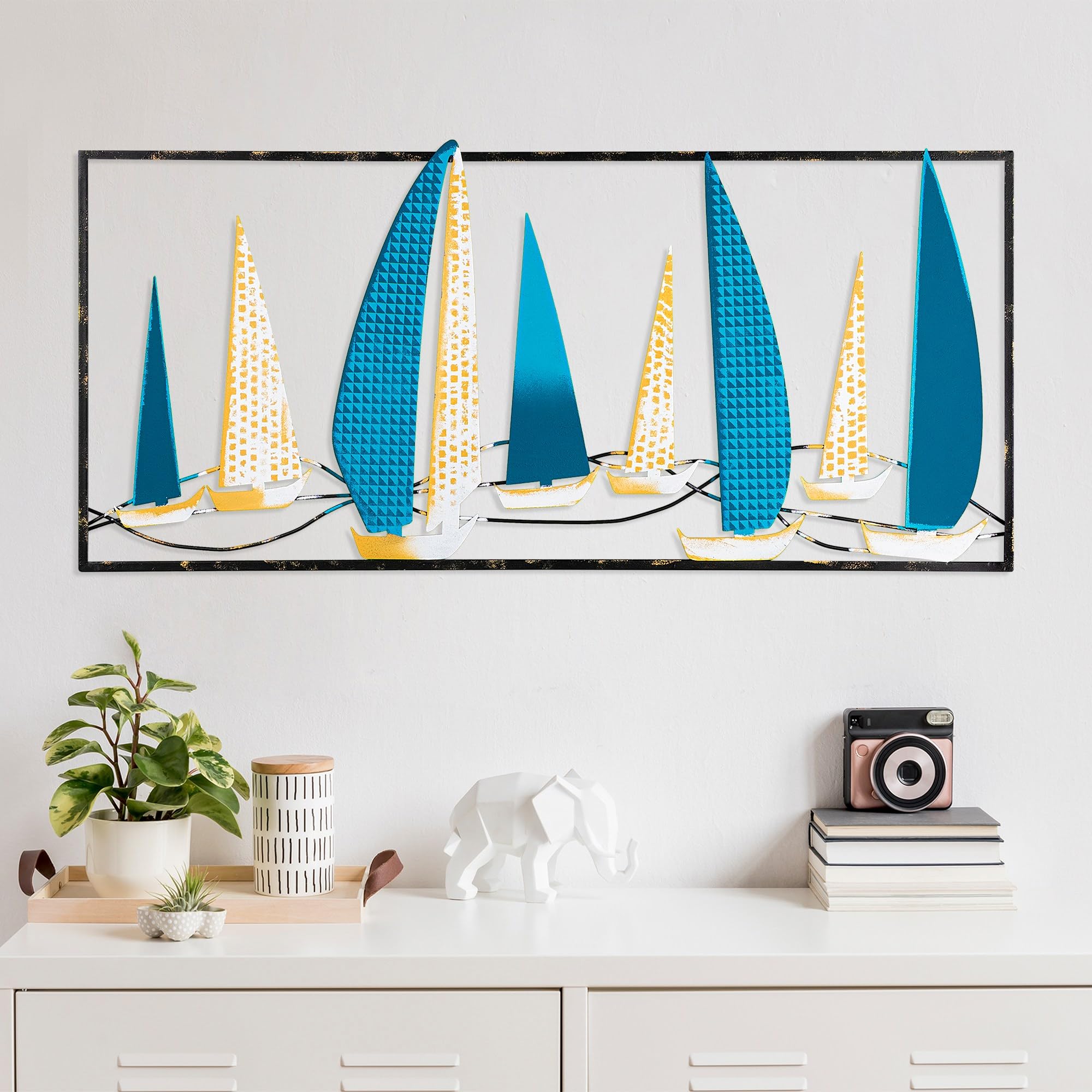 Handmade Decorative Metal Wall Accessory, 40 x 90 cm, 100% Metal (1.5 mm), Unique Hand-Painted Design, Perfect for Home Decor & Art Lovers