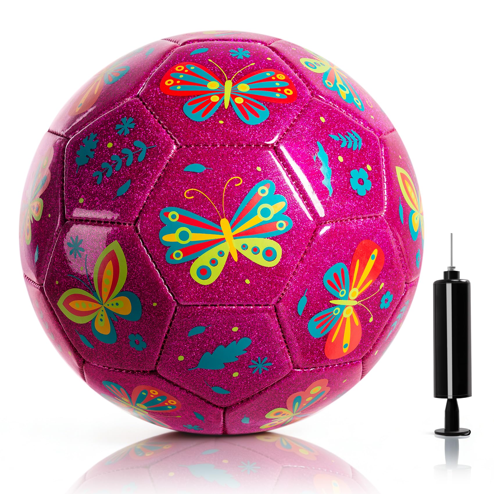 U&C Planet Kids Football Size 2 Mini Pink Football for Toddlers with Pump, Small Indoor Garden Ball Gift for Boys & Girls, Butterfly โ image 1
