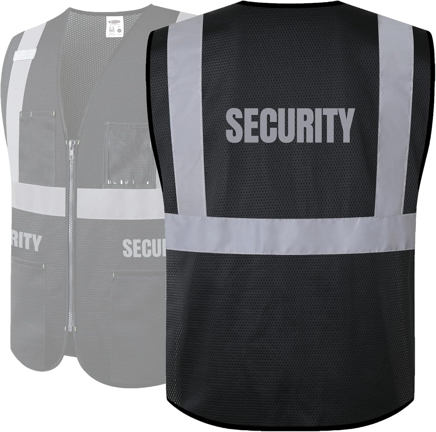 JKSafety Security Vest for Security Guard Hi Vis Safety Vest for Men Women Reflective Vests with Pockets Meet ANSI/ISEA - Image 2