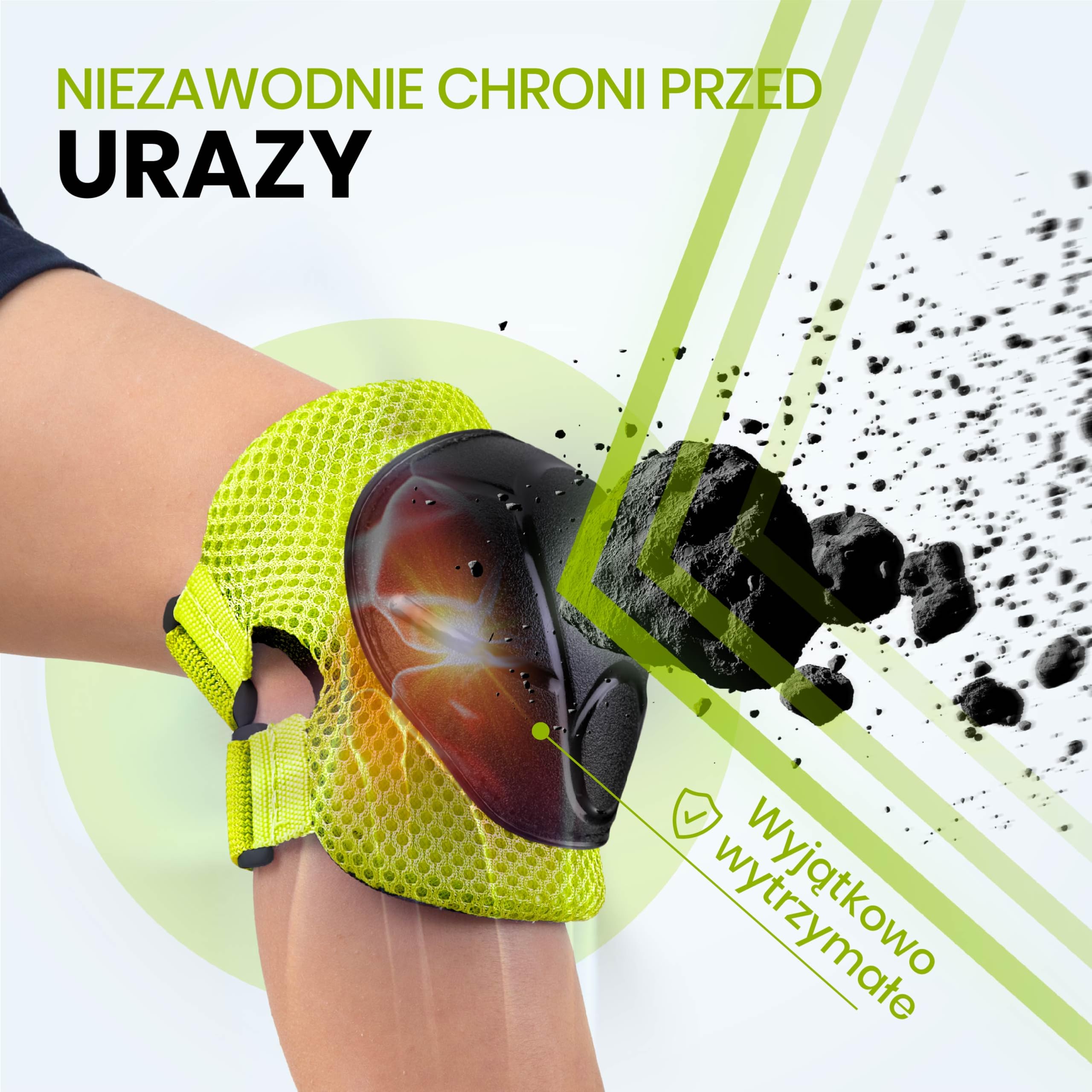 99FLIPS FLASH Zielone Ochraniacze dla Dzieci S/M Zestaw 6 el Nakolanniki Nałokietniki i Ochraniacze na Nadgarstki na Rolki