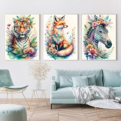 Miniatura 3 de ijbnhd Paquete de 6 kits de pintura de diamantes de animales para adultos principiantes, animales y flores, kit de arte de diamantes para bricolaje,