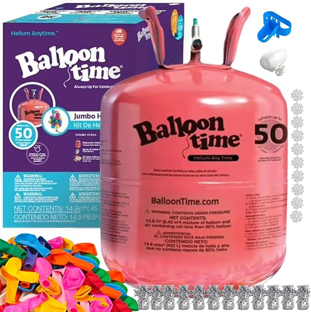 Helium Tank for Balloons At Home 14.9 Cu Ft Helium Tank, 50 Balloons and...