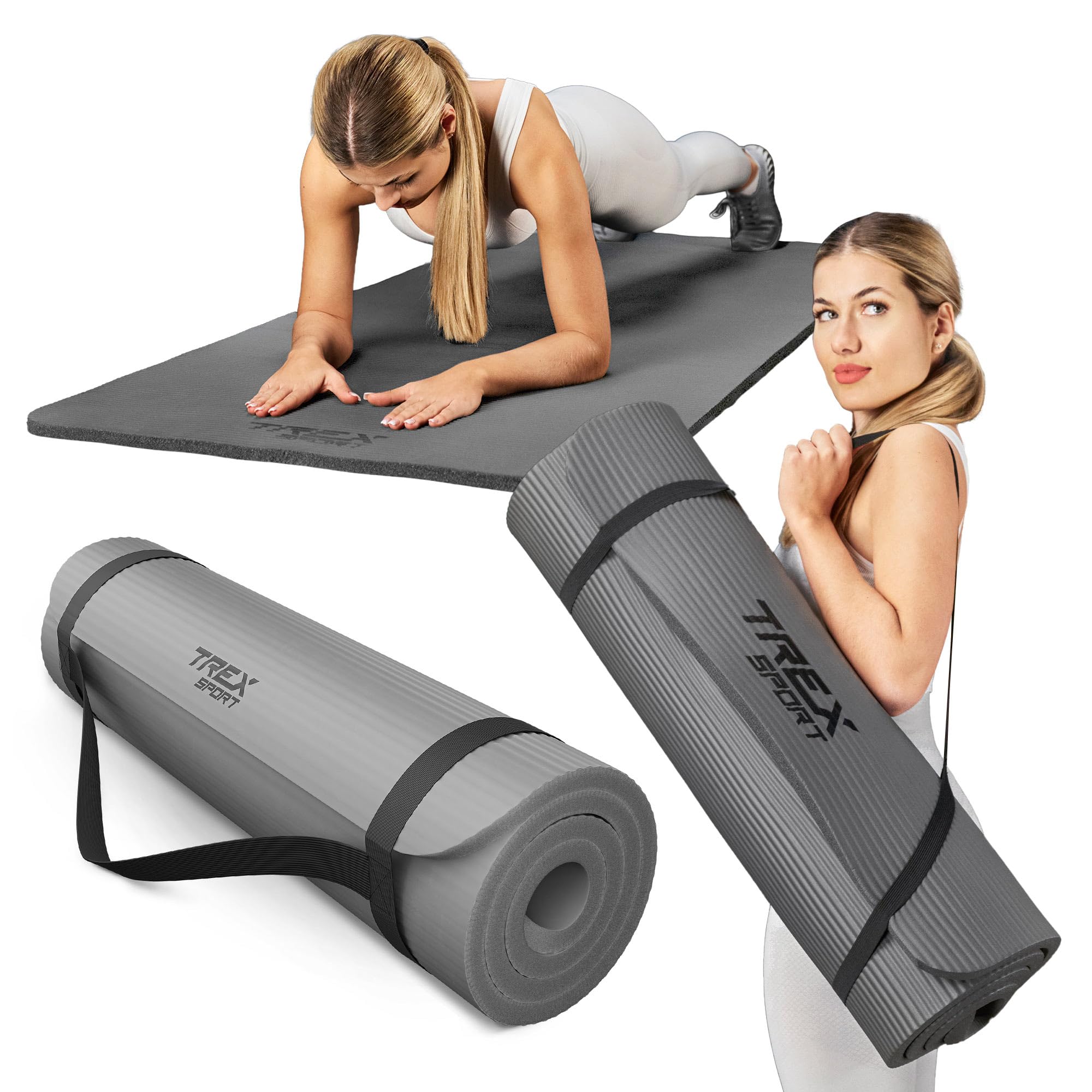 TREX SPORT Gymnastikmatte 2cm extra dick Fitnessmatte Sportmatte 190x80x2cm | NBR Yogamatte Pilates, Trainingsmatte rutschfest, wasserdicht, weich
