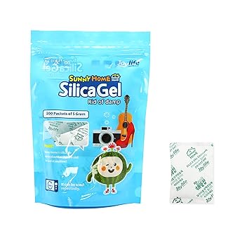 ? Sunny Home Pure White Silica gel 5g-200p (Food Grade)/Keeping Food, Razors, Electroinics, Fabric and Accessory/For storage/Removing odor in Gym bag or shose/ Rechargeable Desiccant/Moisture absorbers