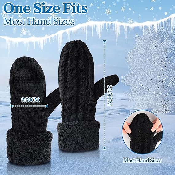 Gants De Ski Femme Moufles Pour Femme Par Temps Froid - Gants D'hiver Chauffants En Laine Tricotée Renforcée - Gants De Cyclisme Pour Homme - Chaudes Pour L'hiver ( Gris, S Sail