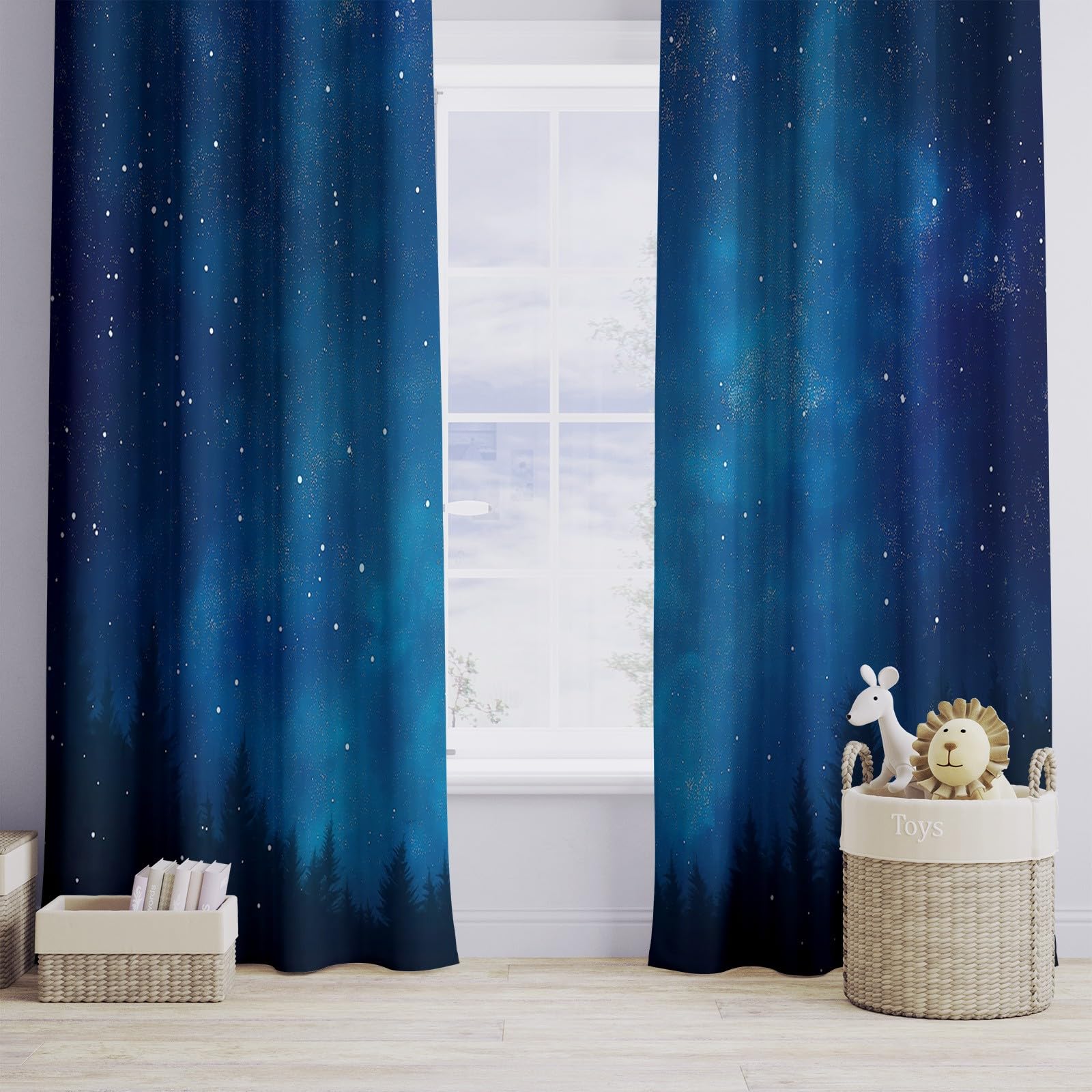 Generisch Verdunkelungsvorhänge 3D Sternenhimmel Hintergrund Ösen Vorhang 2Er Set H166 x B75 cm Verdunkelungsvorhang Blickdicht Fenstergardinen Kinderzimmer Schlafzimmer Wohnzimmer Thermovorha