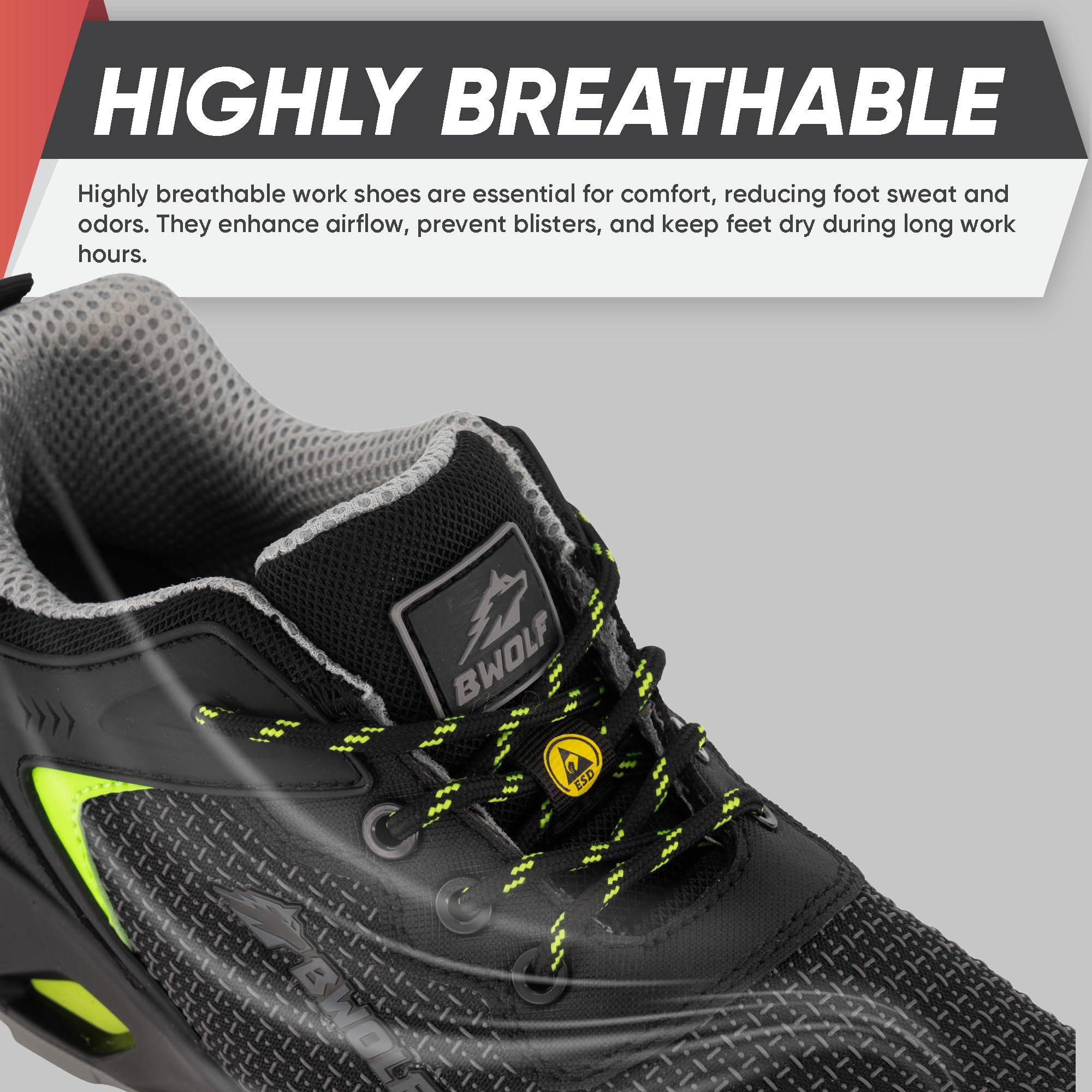 BWOLF Skyler S3S Arbeitsschuhe Herren S3S Sicherheitsschuhe Herren S3 PUTEK wasserdicht, rutschhemmend 4x4 Grip Tech, Ergo Sohlen (Schwarz, EU Schuhgrößensystem, Erwachsene, Numerisch, M, 40)