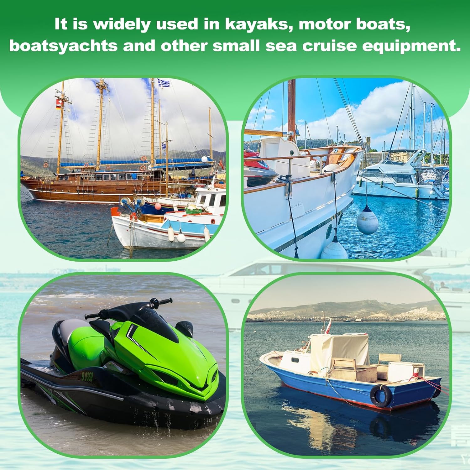 Boat Bungee Dock Lines with Clip 2 Pack Marine Rope Pontoon Boating Kayak Accessories, Green