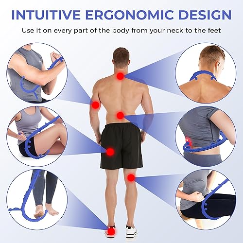 Miniatura 3 de Varilla de masaje, bastón masajeador de mano para espalda y cuello, herramienta de auto masaje de tejido profundo para nudos musculares y liberación