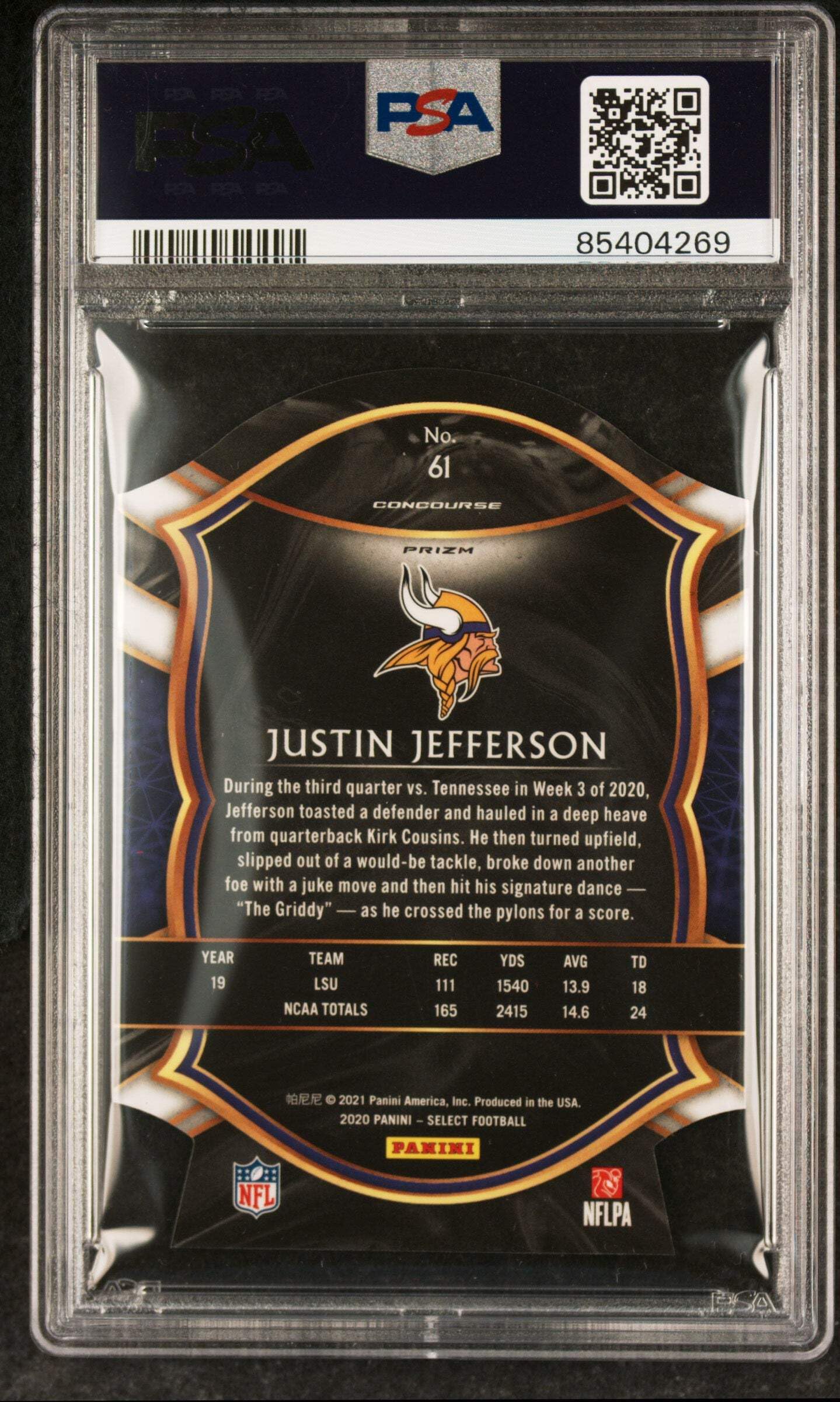 Amazon.com: Graded 2020 Panini Select Justin Jefferson #61 Die Cut