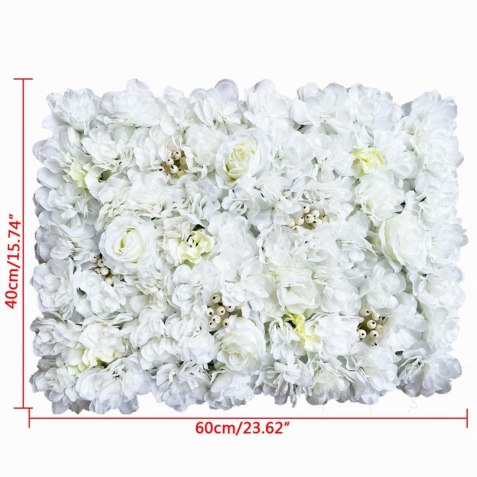 12 KüNstliche Blumen Wand Seidenblume Rosenwand Hintergrund Hochzeit Deco KüNstlich DIY Kunstblumen Fest Geburtstag Hochzeitsfotografie FüR Party Garten Dekor Romantische Paneele Weiß