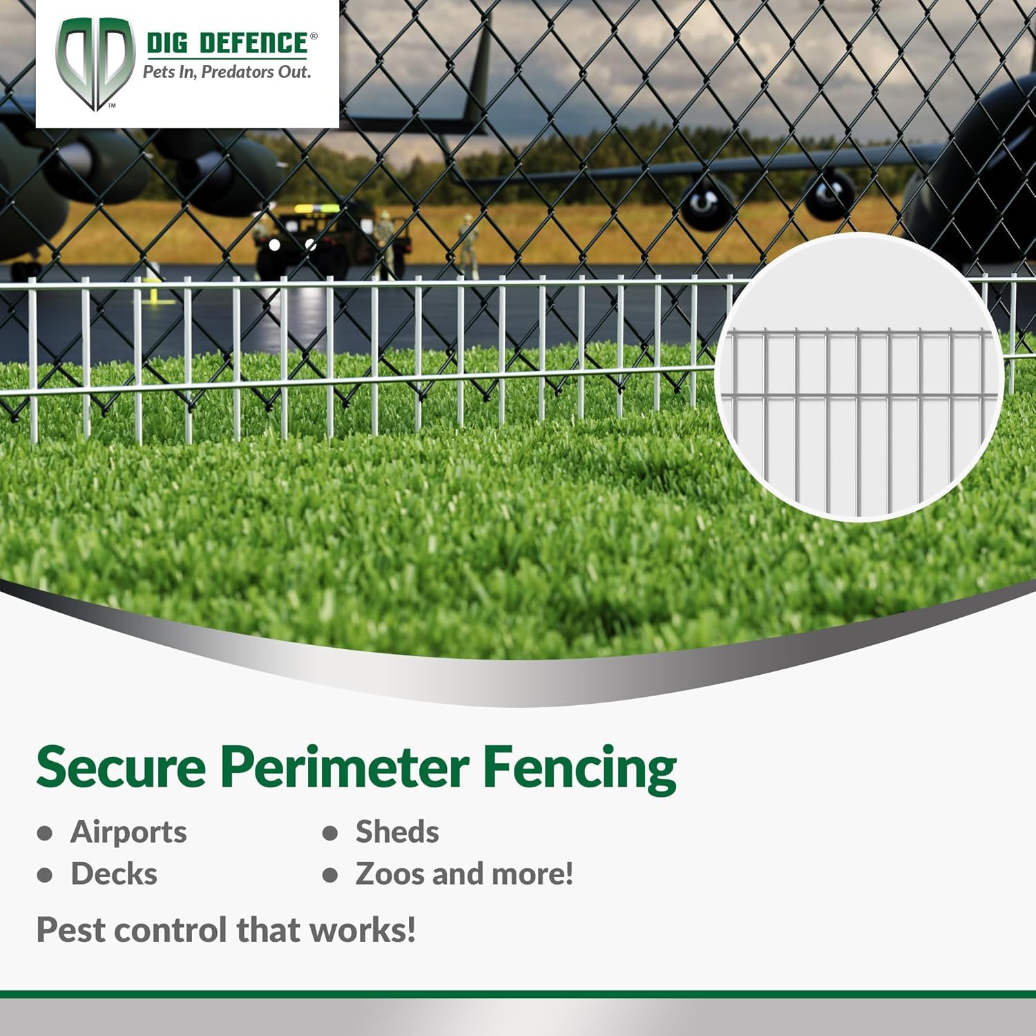 Dig Defence 10 Pack Original Animal Barrier Fence - Commercial Model - Decorative Garden Fence - No Dig Fence for Dogs and Rabbits, Yard and Patio