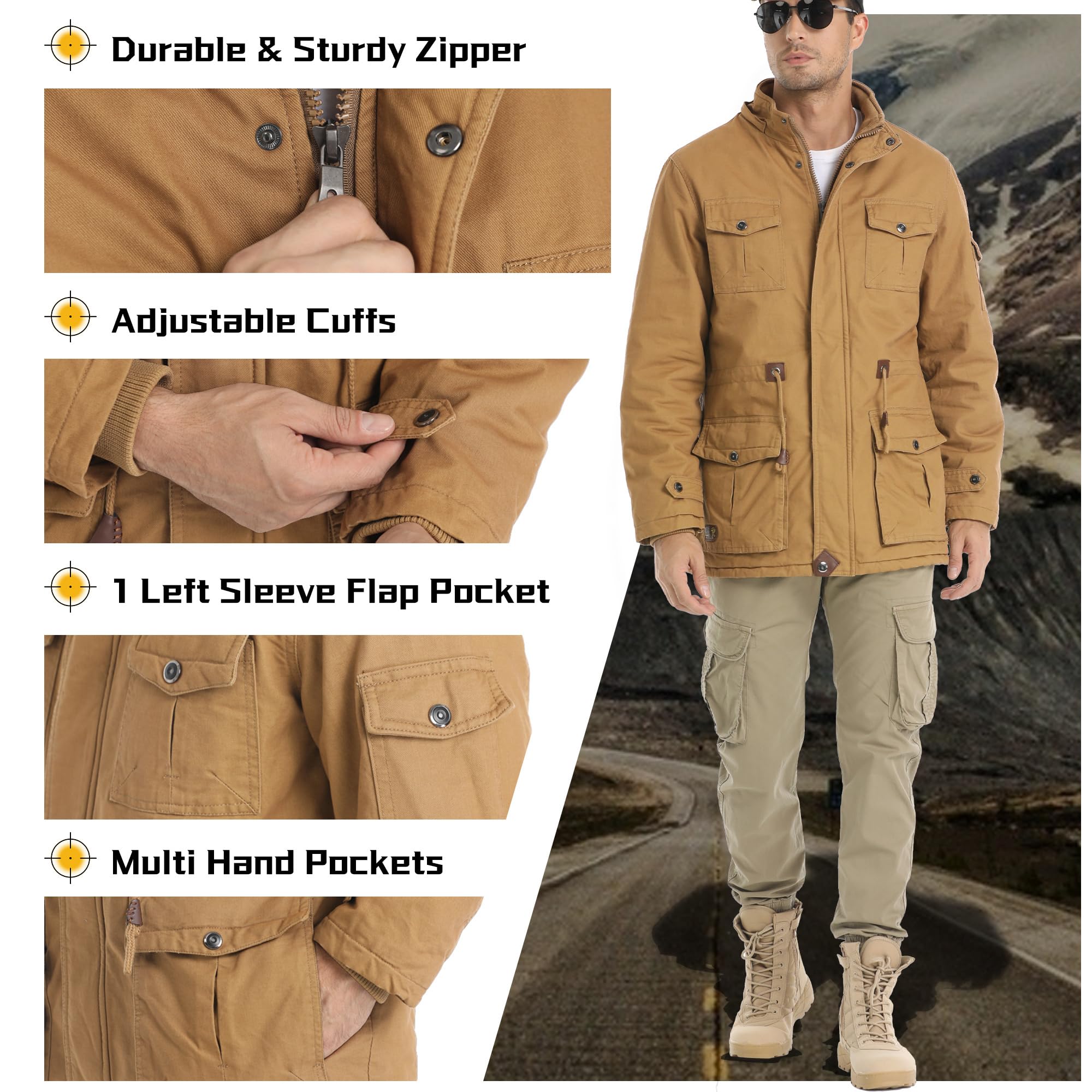 CHEXPEL kurtka zimowa gruba Mężczyźni Military Coat
