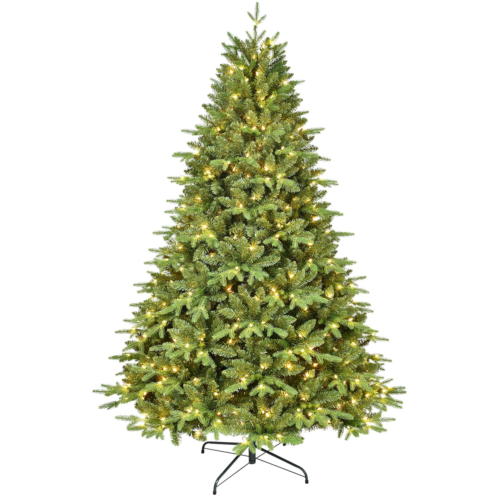 Treepool 6.5FT Prelit Artificial Christmas Tree, 1984PE/PVC Tips, 450Lights | Warm White Incandescent Lights, Full Realistic Shape, Premium Hinged Spruce Design, Foldable Base, Easy Setup, Living Room