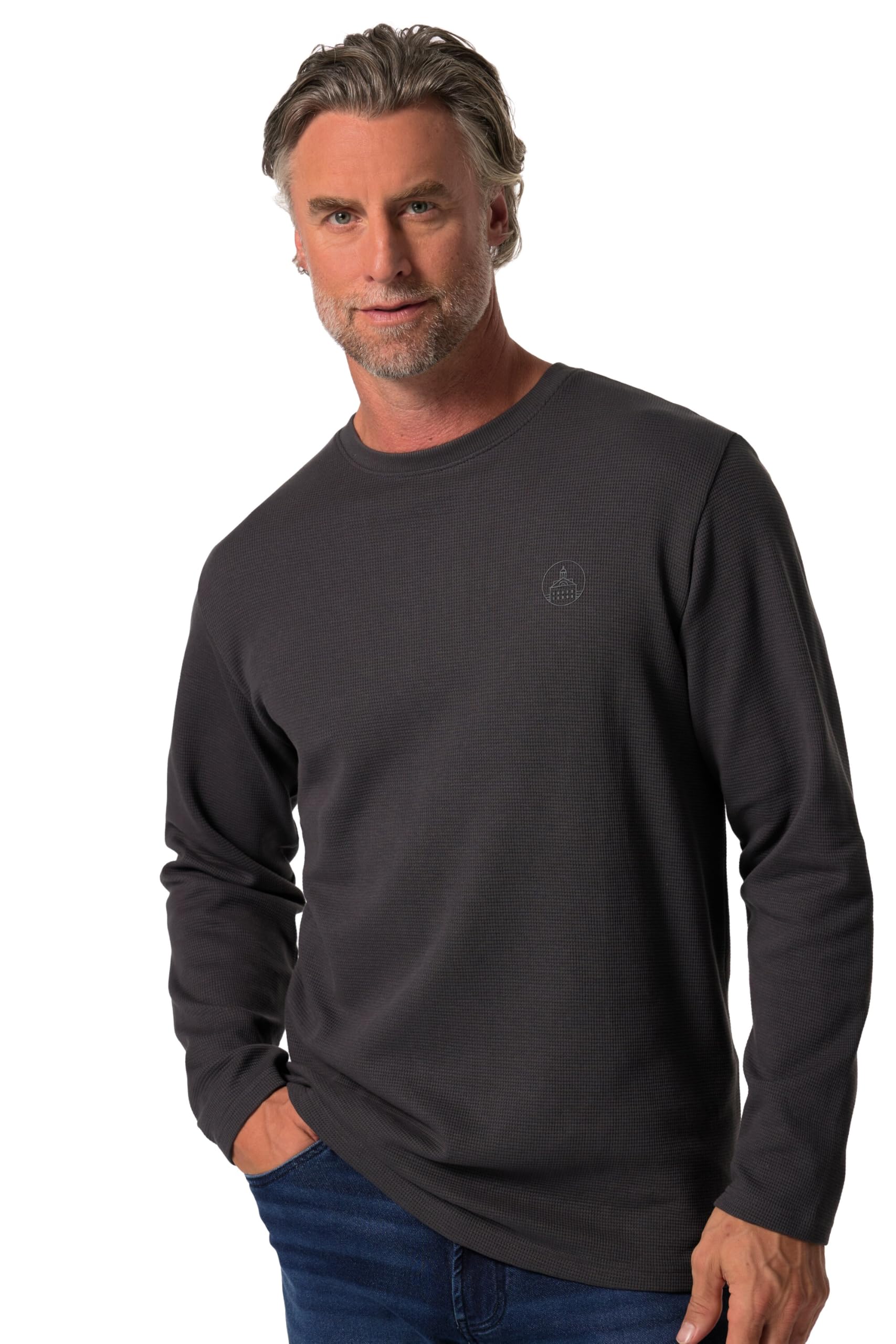 Boston Park Herren große Größen Übergrößen Menswear L-8XL Langarmshirt, Strukturjersey, Rundhals 833136