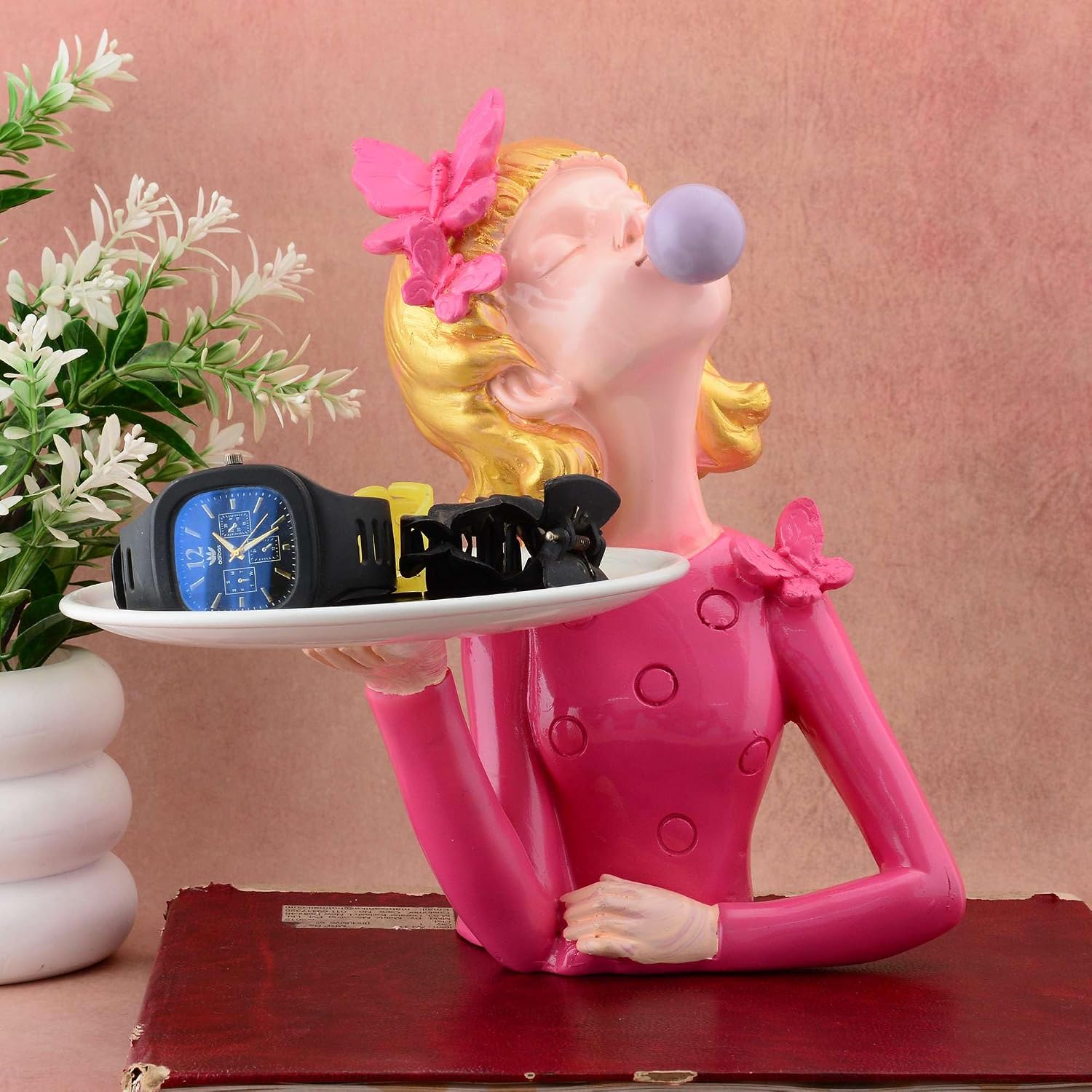 Vimora Essential Resin Bubble Girl Figurines Desktop Cake Fruit Organizer Home Décor Pink image 2