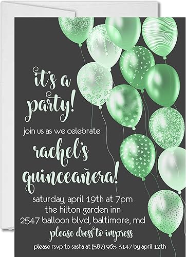 Miniatura 2 de Mint & Slate Grey Sweet 16 Invitations With Envelopes, Mint Sweet 16 Invite, Mint Quinceanera Invitations, Mint Quince Invites