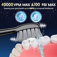 Vista 3 de Cepillo de dientes eléctrico con hilo dental combinado en uno, cepillo de dientes profesional para limpieza de dientes y hilo dental, eliminación