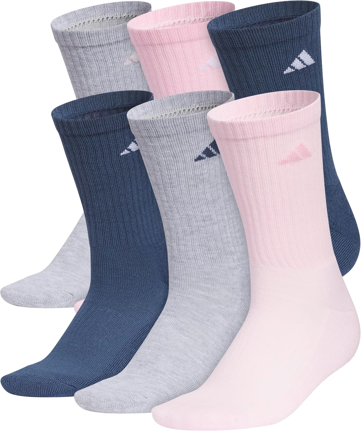 adidas Women's Athletic Cushioned Crew Socks, 6-Pack, Durable, Moisture-Wicking, Cushioned, Arch Support Socks for Women