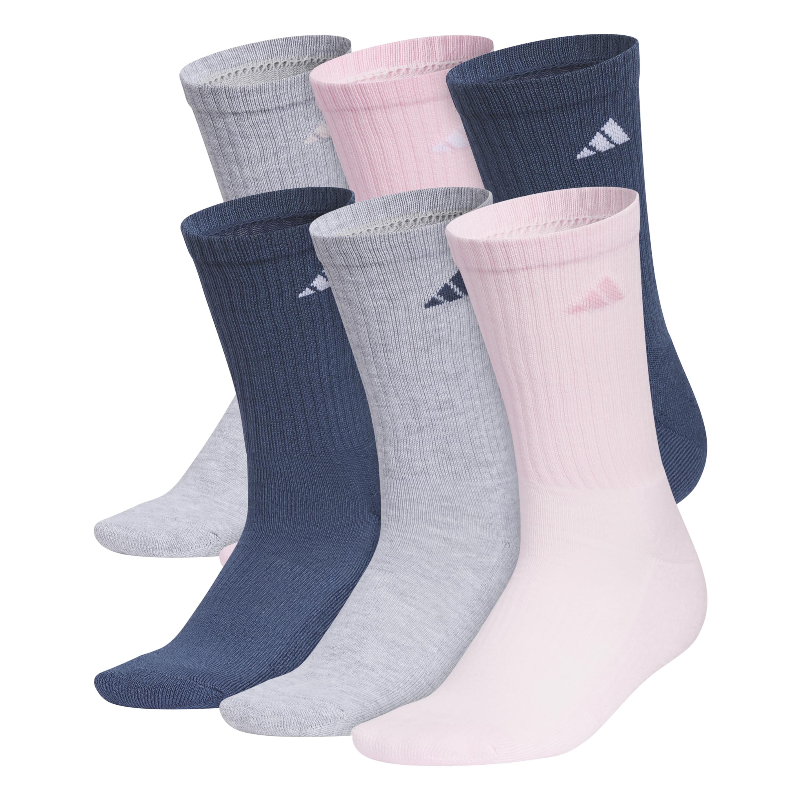 adidas Herren Sportliche Gepolsterte Crew-socken mit Fußgewölbe-kompression für Einen Sicheren Sitz (6 Paar) Crew-Socken (6er Pack)