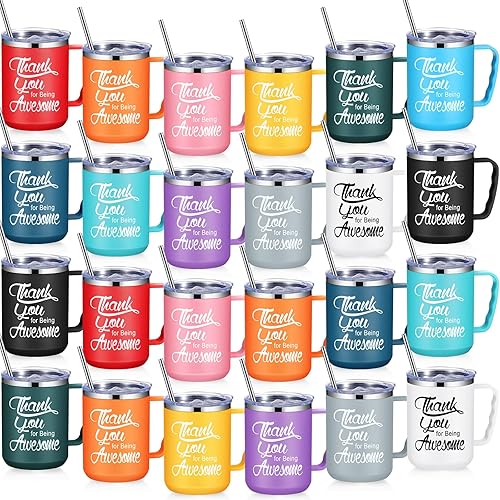 Umigy 24 tazas de café de agradecimiento a los empleados, regalo de agradecimiento por ser impresionante, taza de campamento de 17 onzas con asa, disponible en Yaxa Peru