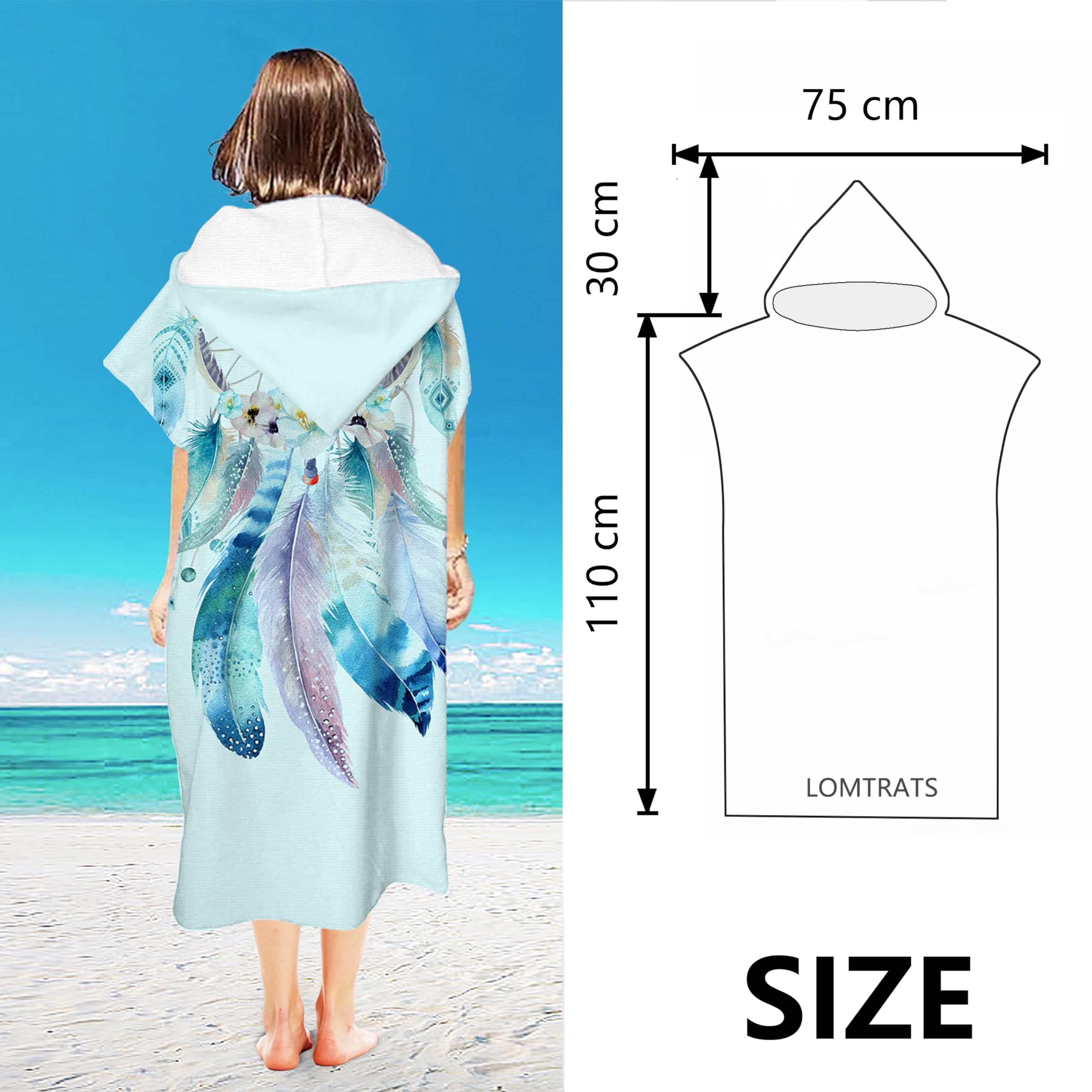 LOMTRATS Quick-drying Surf Poncho, Changing Towel, Bathrobe - Image 3
